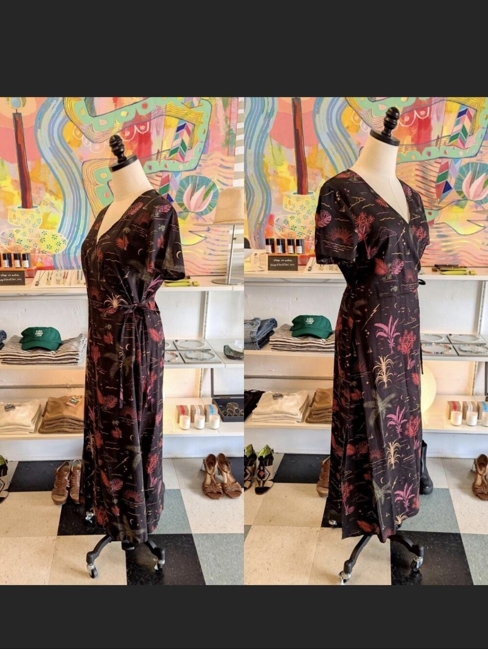 NWT Marine Layer Emlyn Midi Wrap Dress in Beach Wizard Print Size Medium - Picture 2 of 6